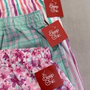 Sleep Chic Women's XXL Pajama Shorts 3-Pack Multicolor Floral Plaid Striped NWT